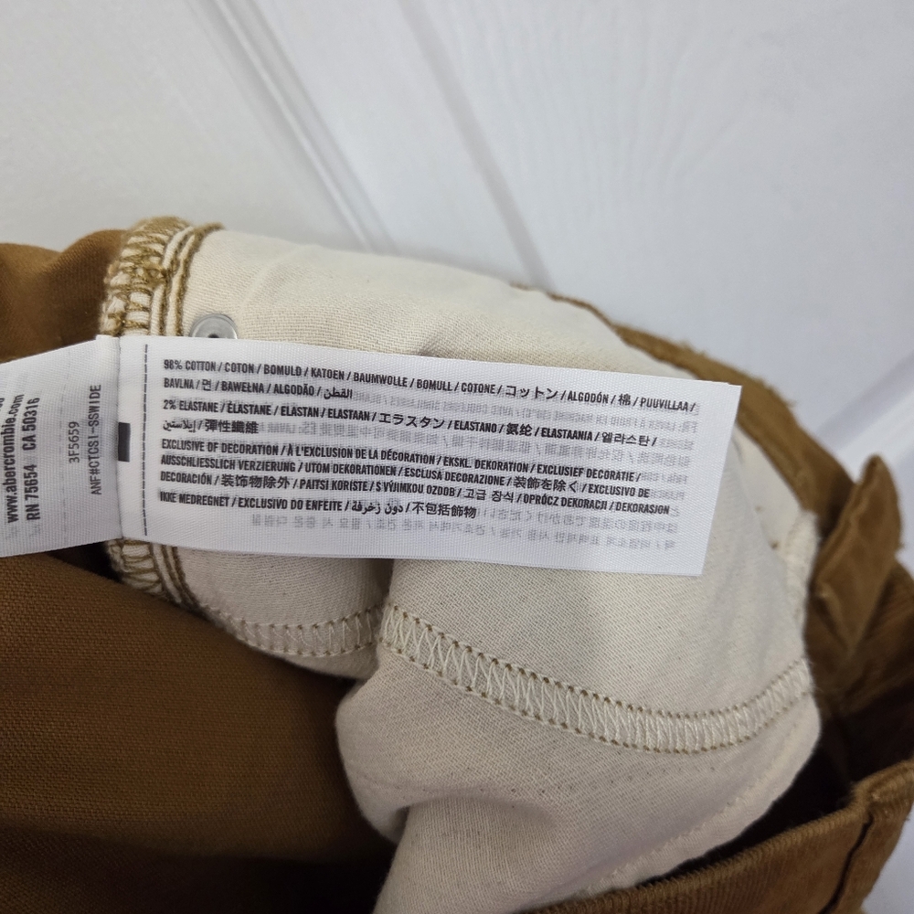 Hollister Men Skinny 5 Pocket Corduroy Pants Brown Tan 33 X 32 Y2K Mallcore - Picture 10 of 12